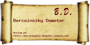 Bercsinszky Demeter névjegykártya